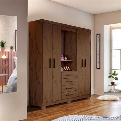 Guarda Roupa Casal Pequeno - Guarda Roupa Casal Pequeno 4 Portas 156cm Capuccino Selyse Shop Jm ...