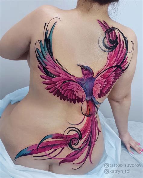 Large Pink Phoenix Tattoo