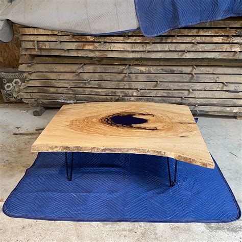 51" Ash and Epoxy Coffee Table - Lancaster Live Edge