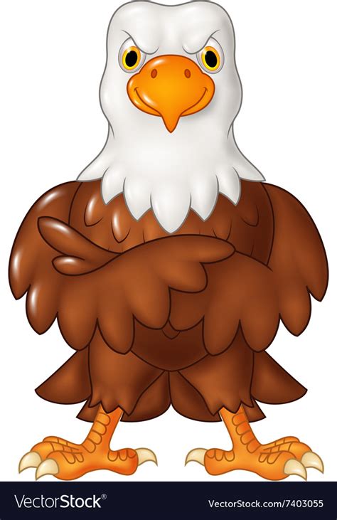 Cartoon funny eagle cartoon posing isolated Vector Image