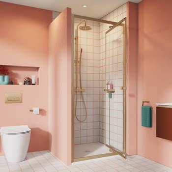 Crosswater Clear 6 6mm Brushed Brass Infold Door & Optional Side Panel ...