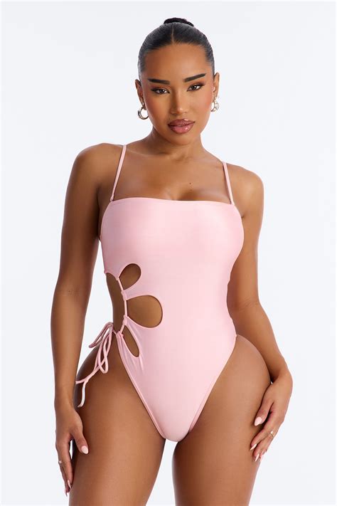 Coastal Bliss Strapless 1 Piece Cut Out Swimsuit - Light Pink | Fashion