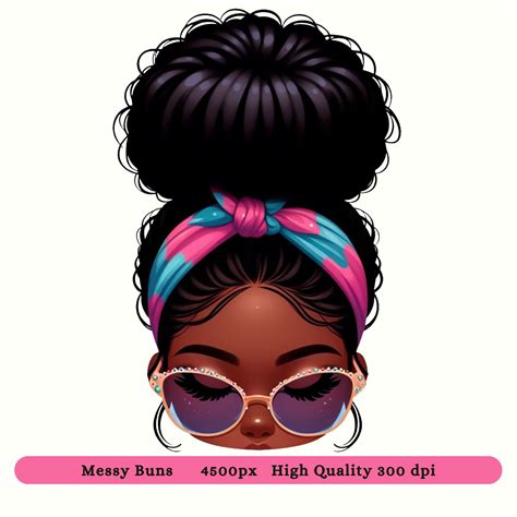 Messy Bun PNG Black Girl, Afro Messy Bun PNG Clipart, Afro Messy Bun