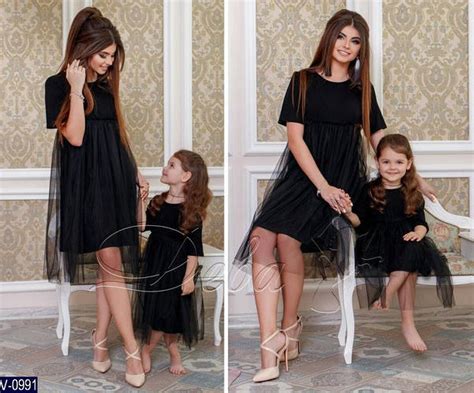 Парные платья для мамы и дочки с сеткой family look, цена 700 грн ...