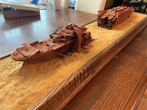 Titanic Wreckage Diorama / 1/350 Scale / Custom Oak Display | Etsy