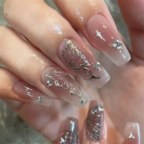 Pink Press On Nails Medium Fake Nails Coffin Acrylic False Nails With ...