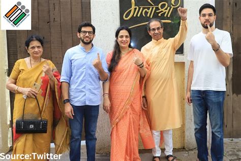 Uddhav Thackeray with Aaditya Thackeray, family cast vote in Mumbai - THE NEW INDIAN