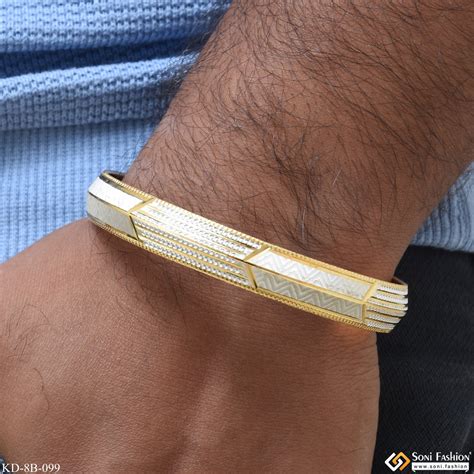 superior quality sparkling design gold plated punjabi kada  men
