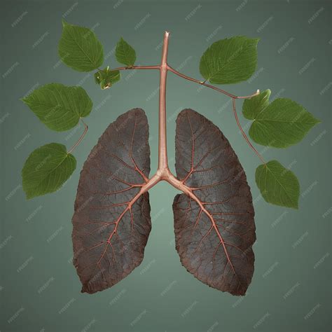 Premium Photo | Green leaf shaped like human lungs conceptual image lungs shape green leaf on