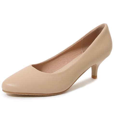DADAWEN Women's Comfortable Kitten Low Heels, Round Toe Wedding Dress