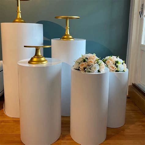 Mesas Cilindros Para Festa - Mesas de cilindro para festas branco 5pcs festa bolo pedestal redondo ...