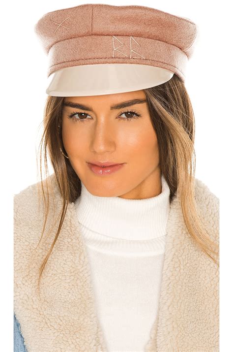 Ruslan Baginskiy Monogram Embroidered Baker Boy Cap in Beige | REVOLVE