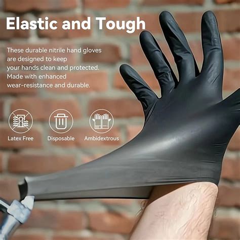 100PCS Of Disposable Black Nitrile Gloves Safety Tools For Household C