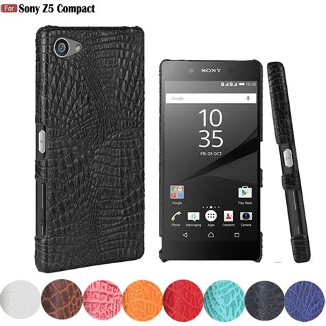 For Sony Z5 Compact Case For Sony Xperia Z5 Compact Crocodile Grain PU ...
