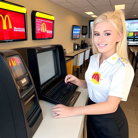 20 year old blonde woman working at mcdonalds - Arthub.ai