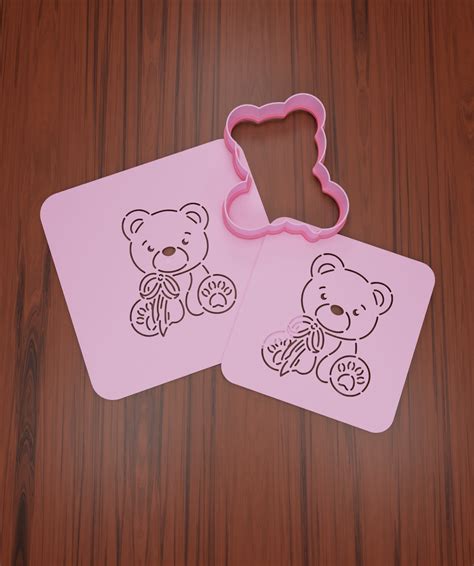 STL file Stencil Bears #20 "Teddy Bear with Bow". 🧸・3D printing design ...