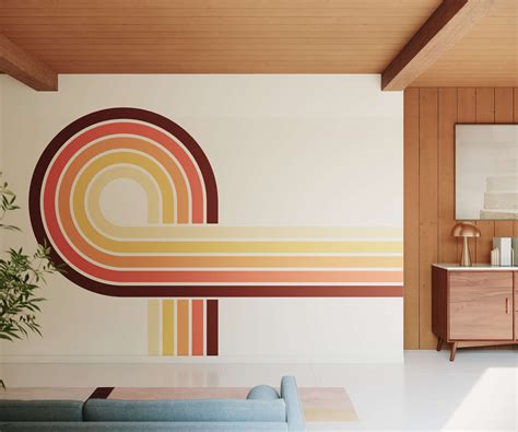 Retro Stripe Wallpaper | Stunning Retro Striped Wall Mural in 70s Style