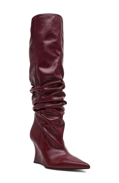 Steve Madden Women's Distortion Knee-high Wide-calf Slouch Wedge Boots