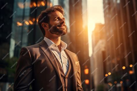 Premium AI Image | Happy successful businessman Generative AI