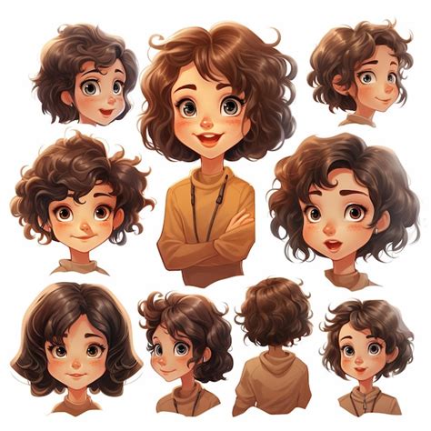 Premium AI Image | sheet of avatars for a girl game cute happy all ...
