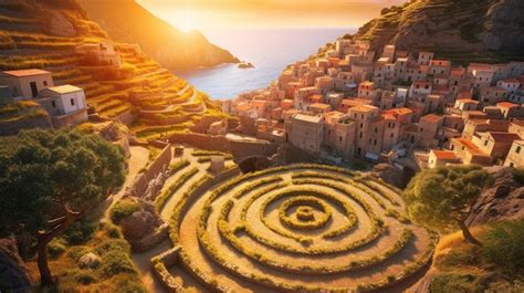 Premium AI Image | A village with a village in the background
