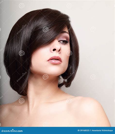 Woman with Short Black Hair. Hair Style Stock Image - Image of makeup