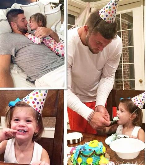 a collage of photos shows a man and his daughter celebrating their