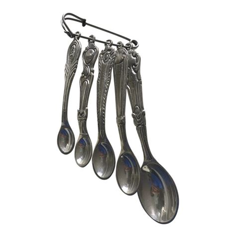 Vintage Style Silver Plated Measuring Spoons | Chairish