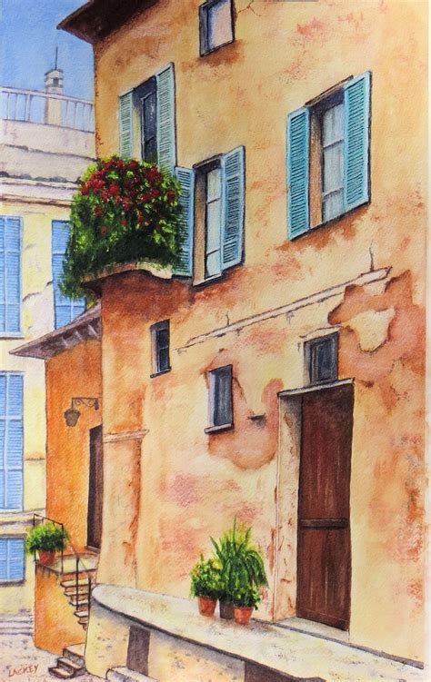 Street Scene Stresa, Italy. Watercolor | Street scenes, Watercolor ...