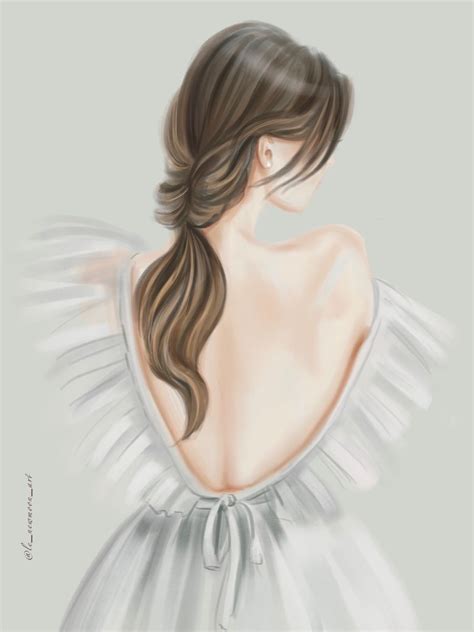 Девушка со спины диджитал арт | Girls cartoon art, Face drawing, Girl ...