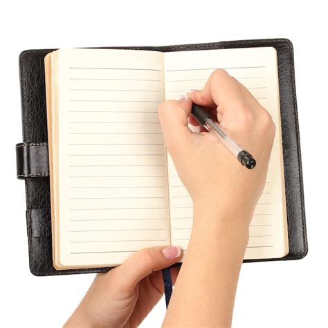 premium photo hand write  notebook isolated  white