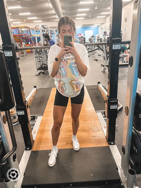graphic tee bike shorts sporty outfits womens workout outfits gym