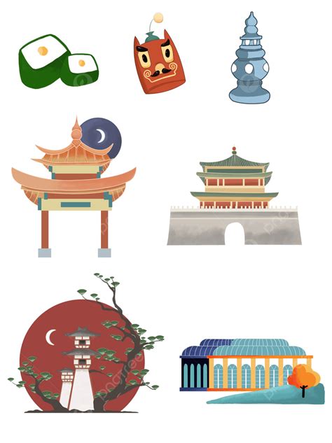 Tourist Attractions PNG Transparent, Ps Hand Drawn Illustration Of