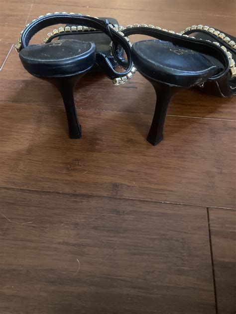BEBE Double Strap Heel With Rhinestones Sandal Size 6… - Gem