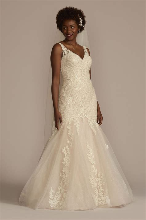 Multi-Lace Tank V-Neck Mermaid Wedding Dress STYLE# CWG963 - Onedaybride