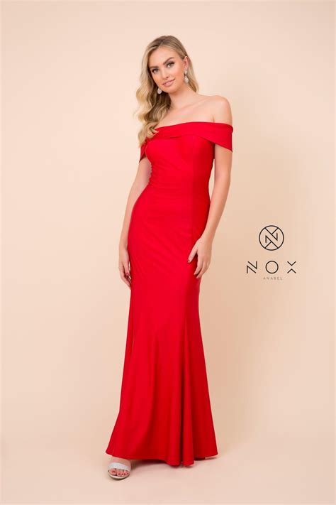 Dark Red Long Formal Dress Off Shoulder Evening Gown - Formal Dresses