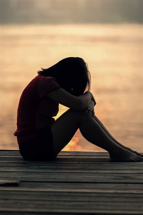 sad girl sitting  dock silhouette iphone  iphone  hd