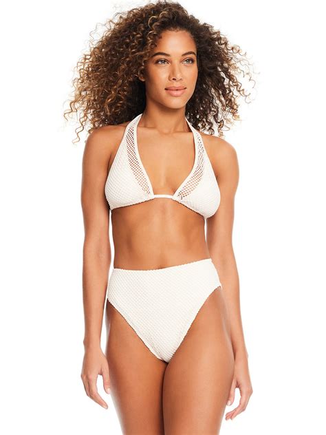 sea crochet triangle halter bikini top white sand sanctuary clothing