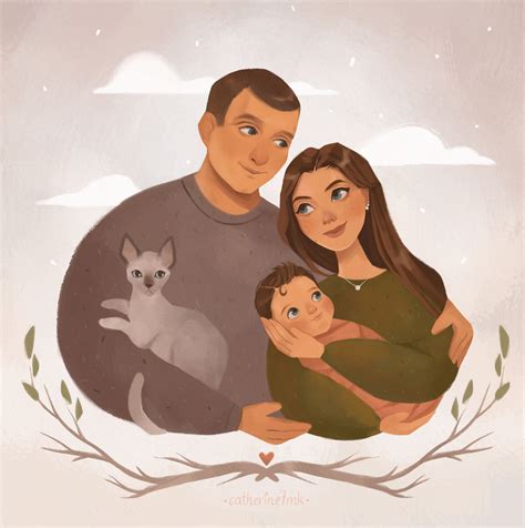 Couple Illustration, Portrait Illustration, Portrait Drawing, Family ...