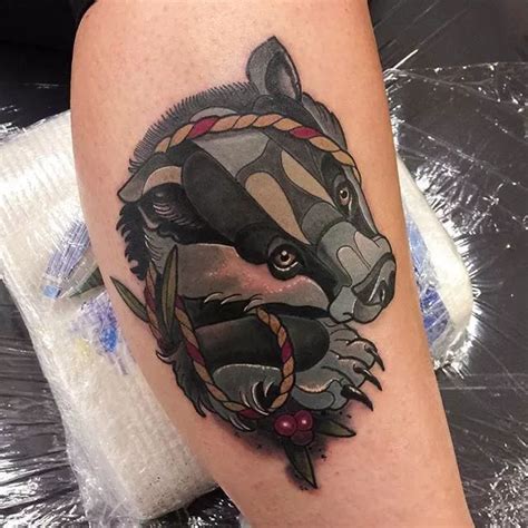 neo traditional tattoo badger google search badger tattoo tattoos