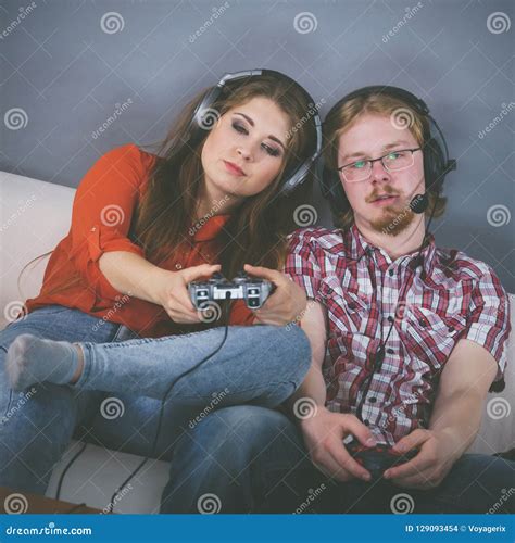 Gaming Couple Playing Games Stock Photo - Image of male, couple: 129093454
