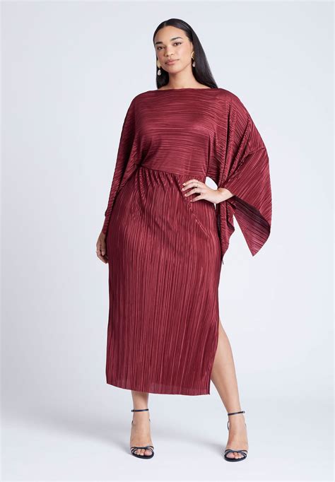 Cape Effect Plisse Dress | ELOQUII