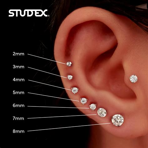 mm full moon  pure gold plated piercing ear stud  pair