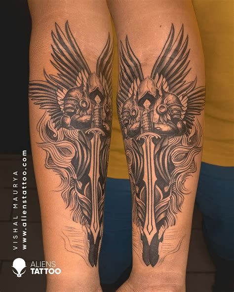 Guardian Angel Tattoo | Warrior tattoos, Angel warrior tattoo, Half ...