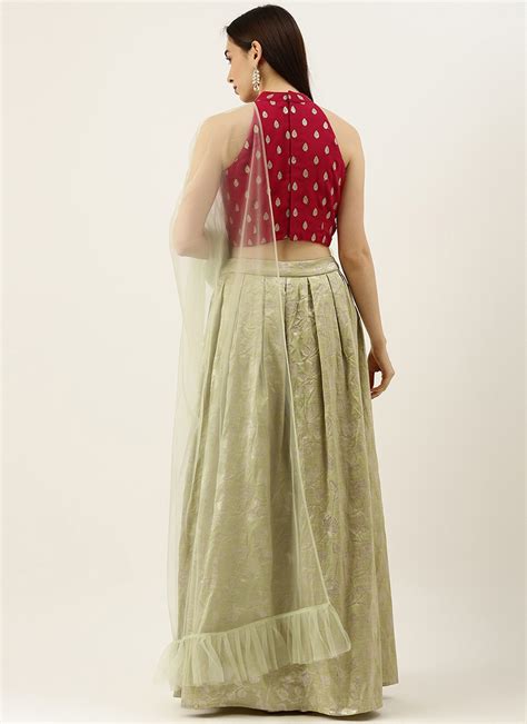 Beige Faux Georgette Embroidered Teen Girls Lehengas TGGHBS02105347