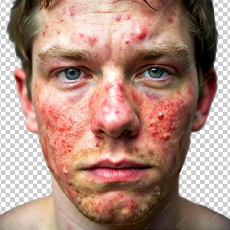 Seborrheic dermatitis face on transparent background | Premium AI
