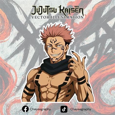 ryomen sukuna inspired hand drawn vector png jujutsu kaisen anime fan