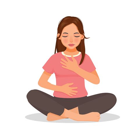 Young woman doing deep breathing exercise during yoga practice 34844123