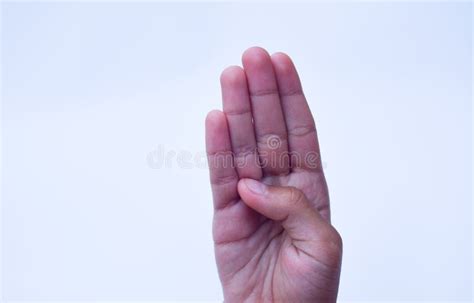 Four Finger Sign,hand Sign Concept Stock Photo - Image of body, female ...