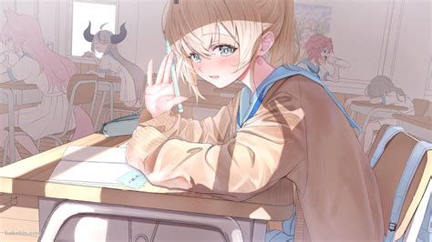 ペンを持った手で挨拶をする風真いろは / ホロライブ / バーチャルYouTuber / Vtuber(1829x1029px)のデスクトップ ...